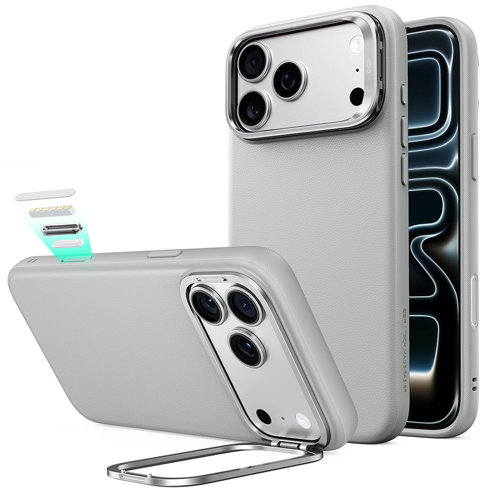 MagSafe Case for Apple iPhone 18 Pro / 17 Pro, ESR, Atelier with Kickstand, Gray