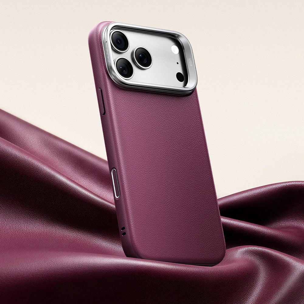 Capa MagSafe para Apple iPhone 18 Pro / 17 Pro, ESR, Atelier com Suporte, Vinho Escuro Satinado