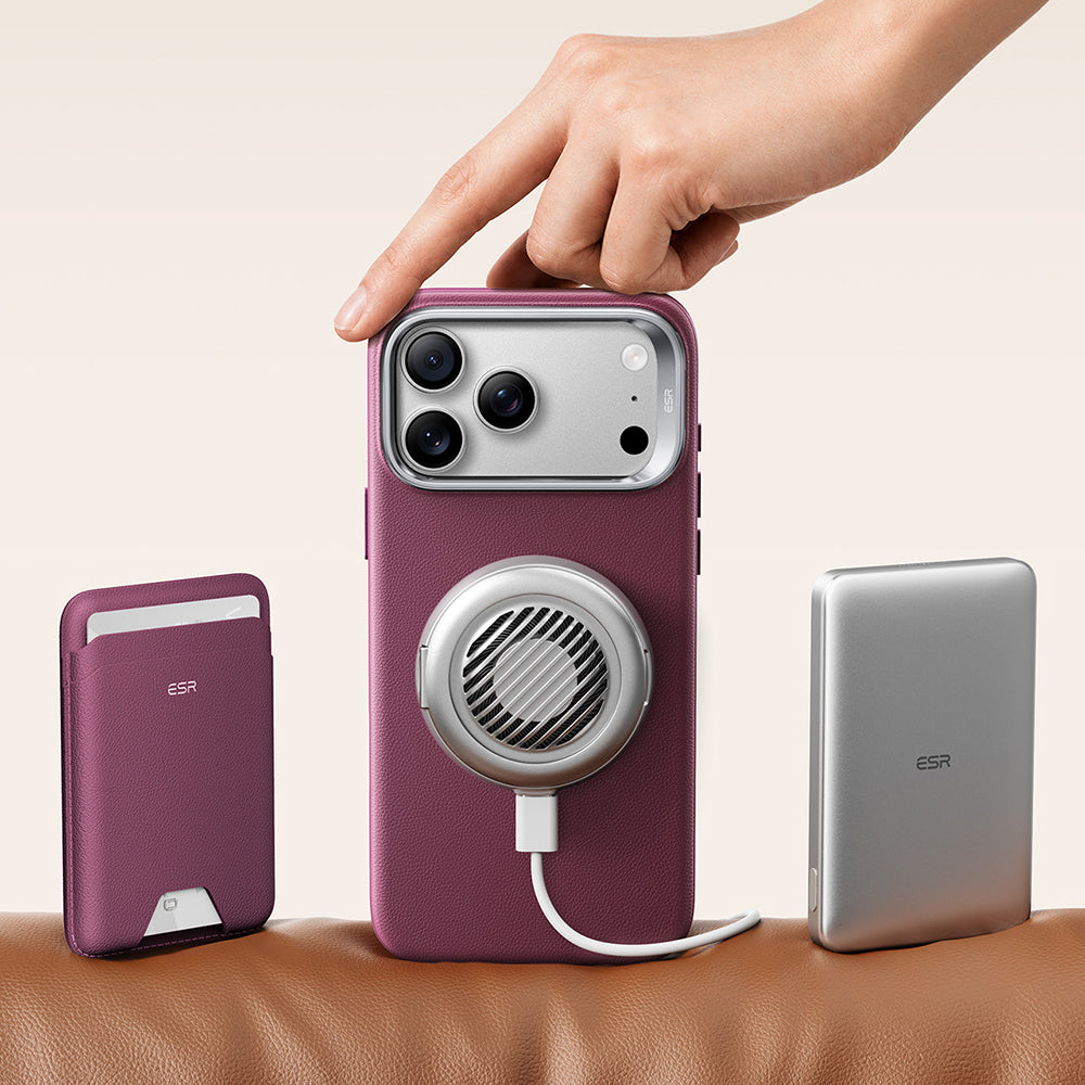 Capa MagSafe para Apple iPhone 18 Pro / 17 Pro, ESR, Atelier com Suporte, Vinho Escuro Satinado