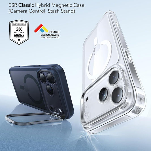 Capa MagSafe para Apple iPhone 18 Pro / 17 Pro, ESR, Classic Hybrid Kickstand, Azul Satinado