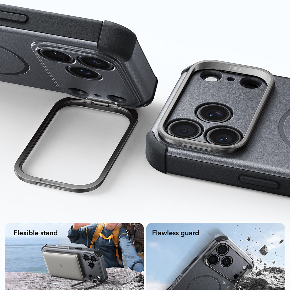 Capa MagSafe para Apple iPhone 18 Pro / 17 Pro, ESR, Cyber Armor Kickstand, Cinzento