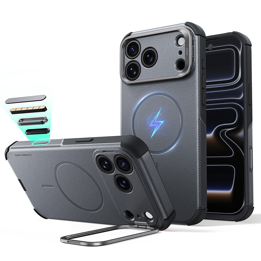 Capa MagSafe para Apple iPhone 18 Pro / 17 Pro, ESR, Cyber Armor Kickstand, Cinzento