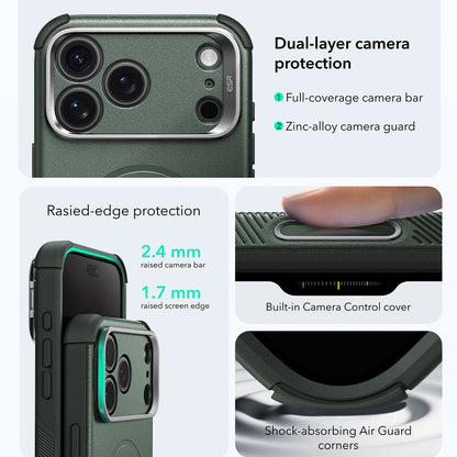 Capa MagSafe para Apple iPhone 18 Pro / 17 Pro, ESR, Cyber Armor Kickstand, Verde