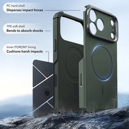 Capa MagSafe para Apple iPhone 18 Pro / 17 Pro, ESR, Cyber Armor Kickstand, Verde