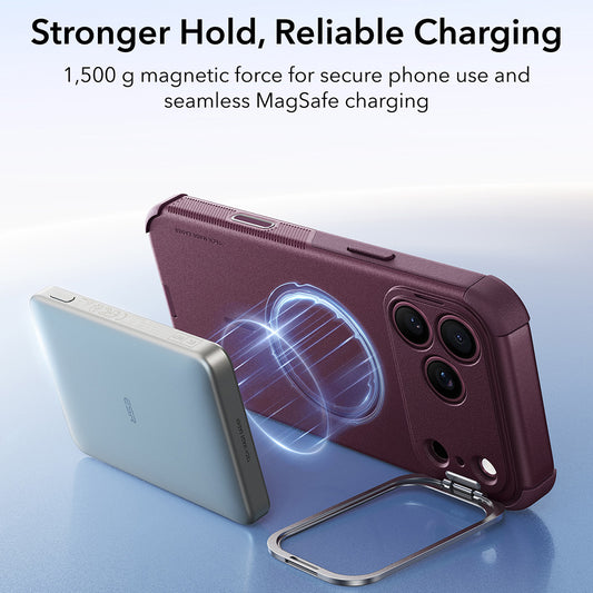 Capa MagSafe para Apple iPhone 18 Pro / 17 Pro, ESR, Cyber Armor Kickstand, Vinho Escuro Satinado