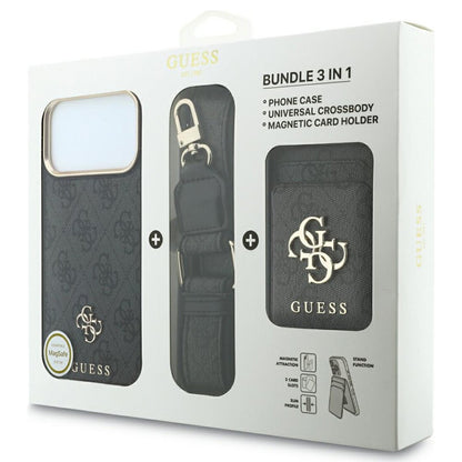 Capa MagSafe para Apple iPhone 18 Pro / 17 Pro, Guess, 4G Cardslot & Big Strap, Preta