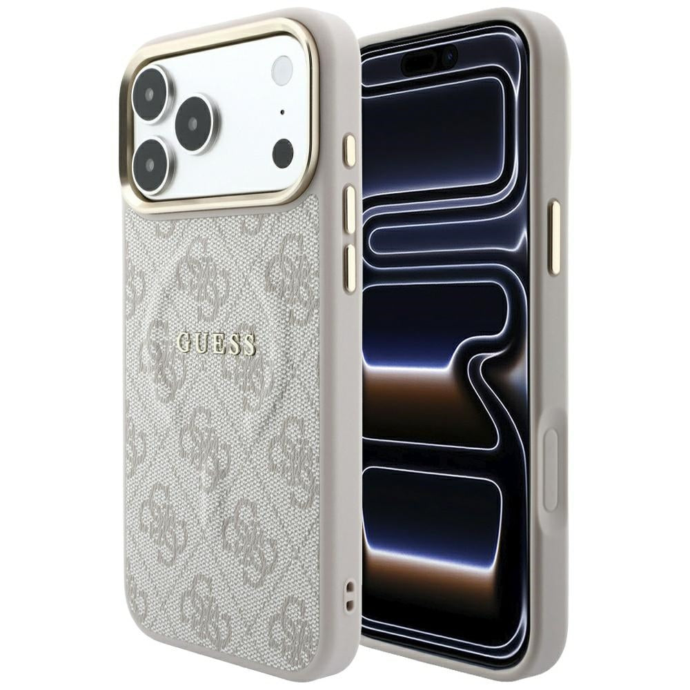 Capa MagSafe para Apple iPhone 18 Pro / 17 Pro, Guess, 4G Embossed Classic, Rosa