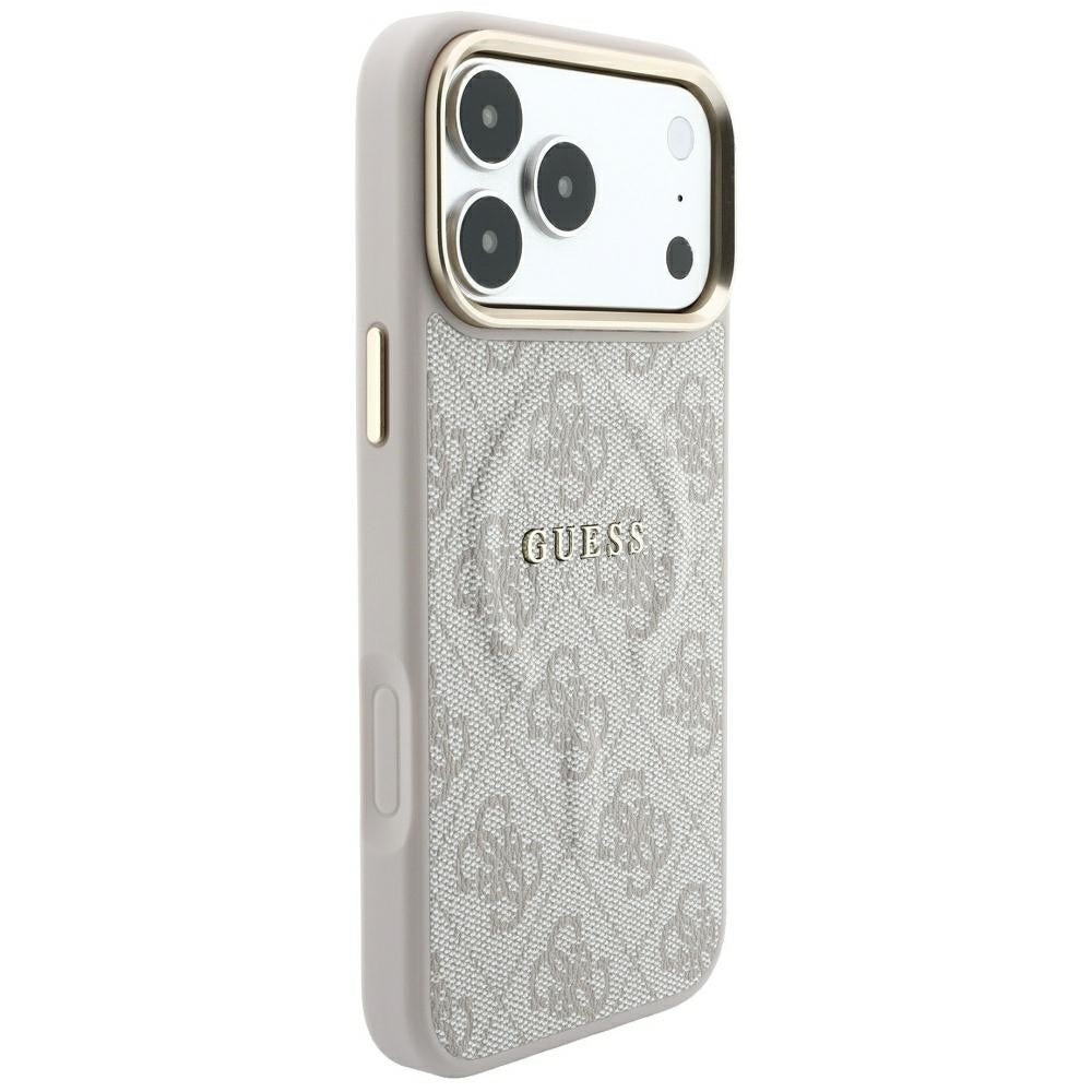 Capa MagSafe para Apple iPhone 18 Pro / 17 Pro, Guess, 4G Embossed Classic, Rosa