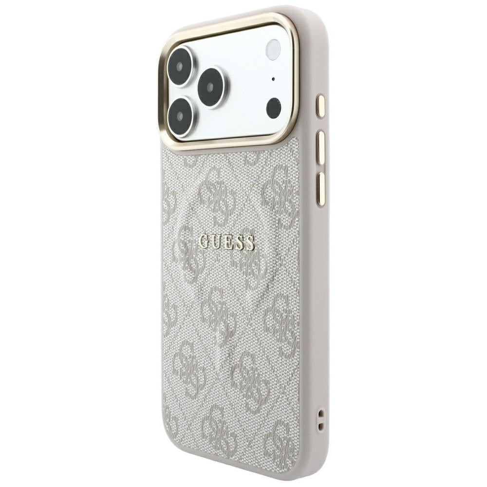 Capa MagSafe para Apple iPhone 18 Pro / 17 Pro, Guess, 4G Embossed Classic, Rosa