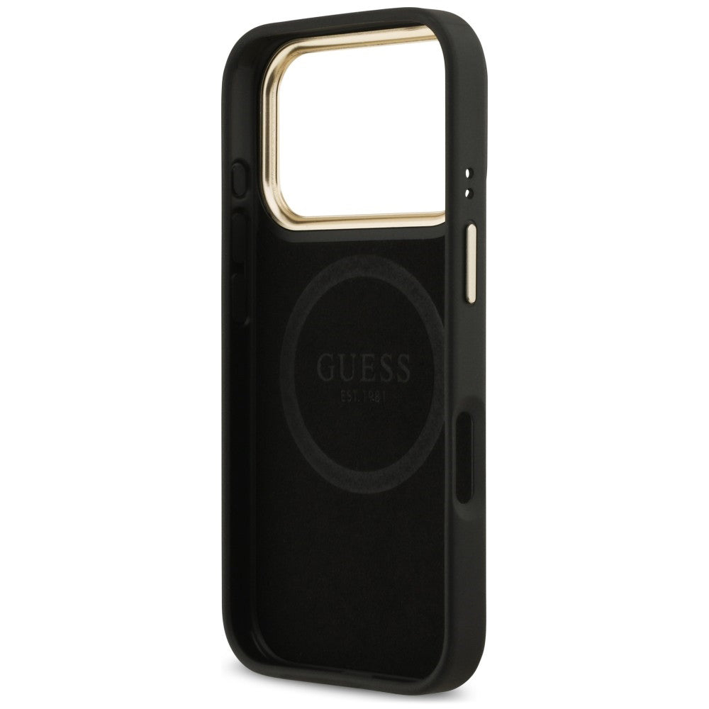MagSafe Case for Apple iPhone 18 Pro / 17 Pro, Guess, 4G Logo Plate, Black