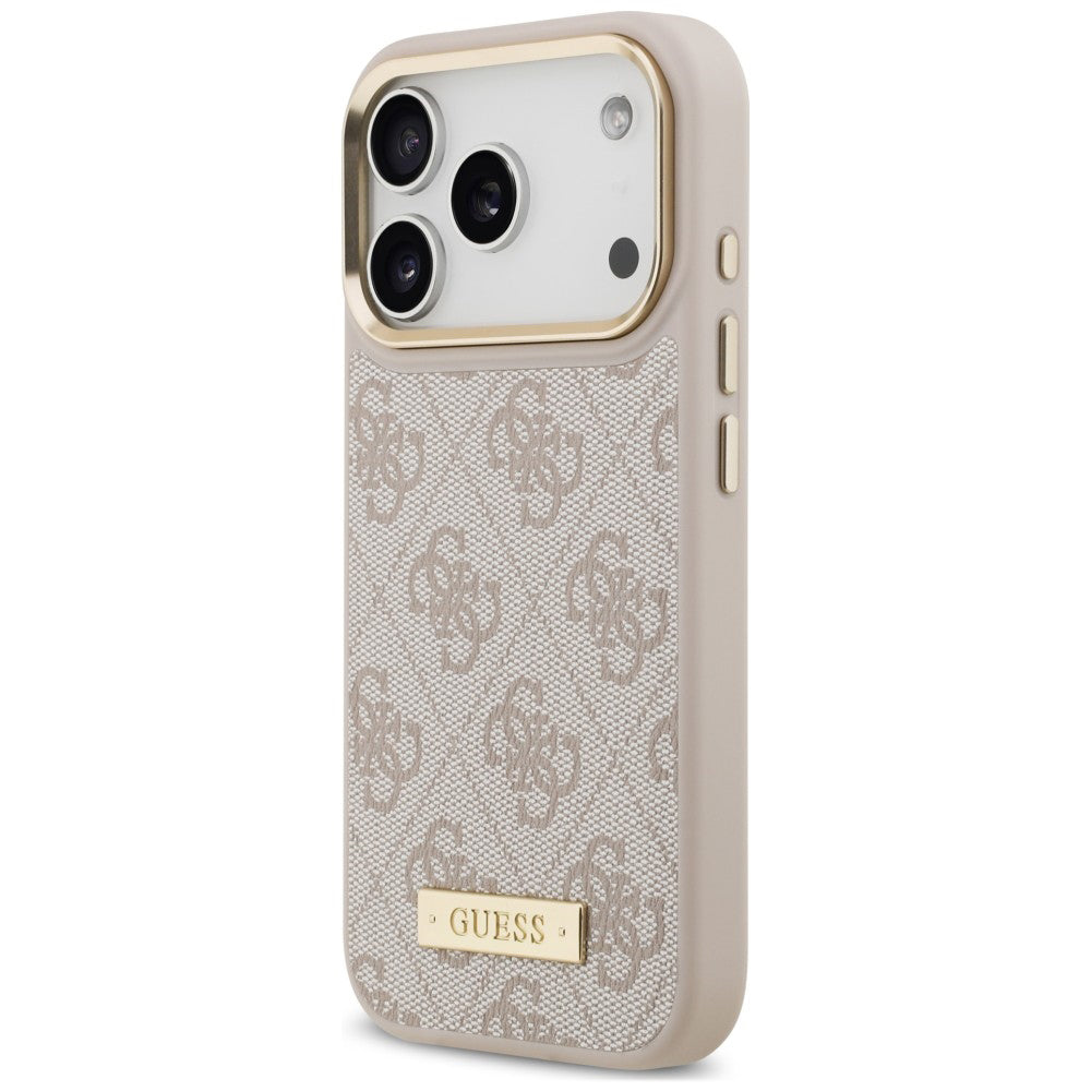 Capa MagSafe para Apple iPhone 18 Pro / 17 Pro, Guess, 4G Logo Plate, Rosa