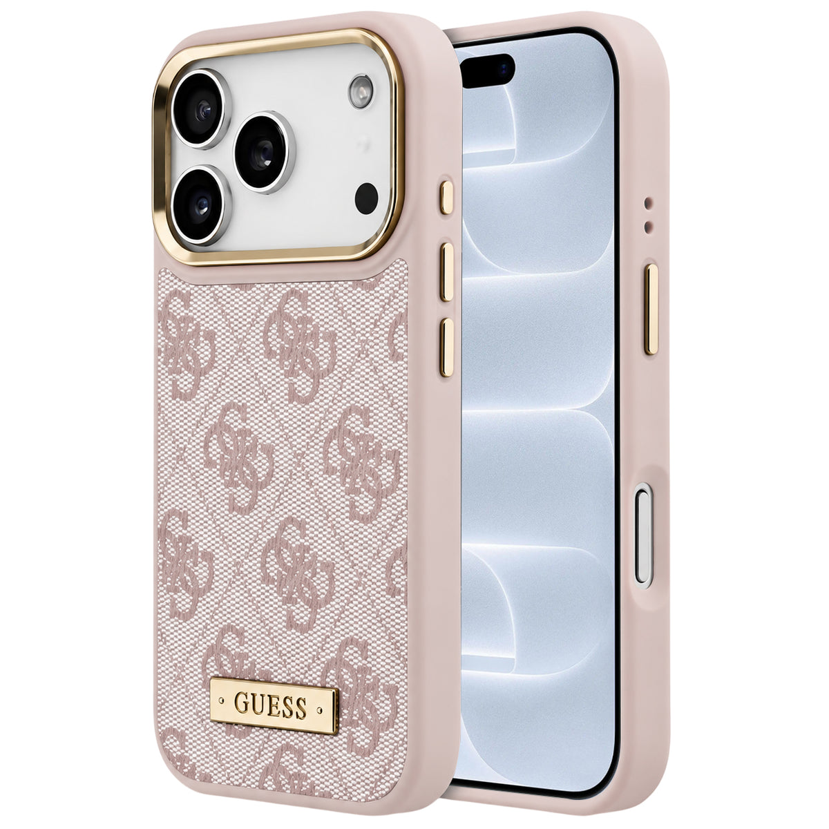 Capa MagSafe para Apple iPhone 18 Pro / 17 Pro, Guess, 4G Logo Plate, Rosa