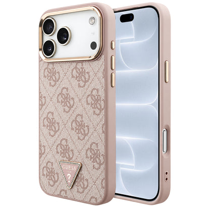 Capa MagSafe para Apple iPhone 18 Pro / 17 Pro, Guess, Logótipo Triângulo 4G, Rosa Dourado