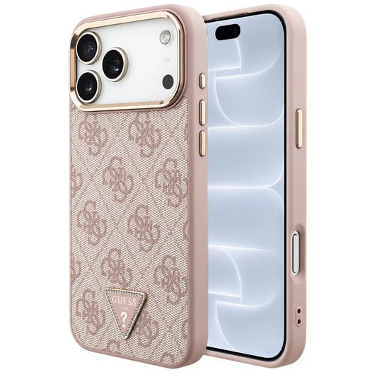Capa MagSafe para Apple iPhone 18 Pro / 17 Pro, Guess, Logótipo Triângulo 4G, Rosa Dourado