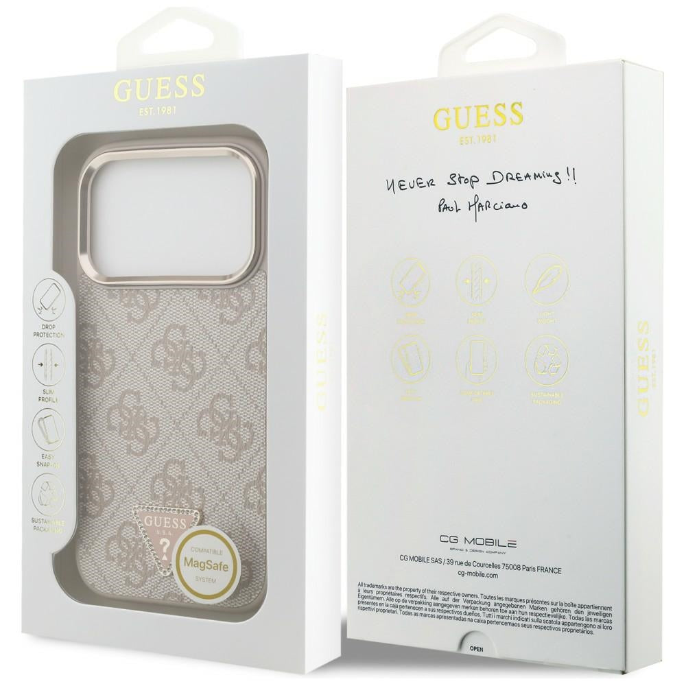 Capa MagSafe para Apple iPhone 18 Pro / 17 Pro, Guess, Logótipo Triângulo 4G, Rosa Dourado