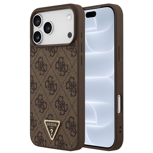 Capa MagSafe para Apple iPhone 18 Pro / 17 Pro, Guess, 4G Triangle Strass, Castanha