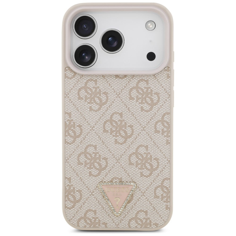 Capa MagSafe para Apple iPhone 18 Pro / 17 Pro, Guess, 4G Triangle Strass, Rosa