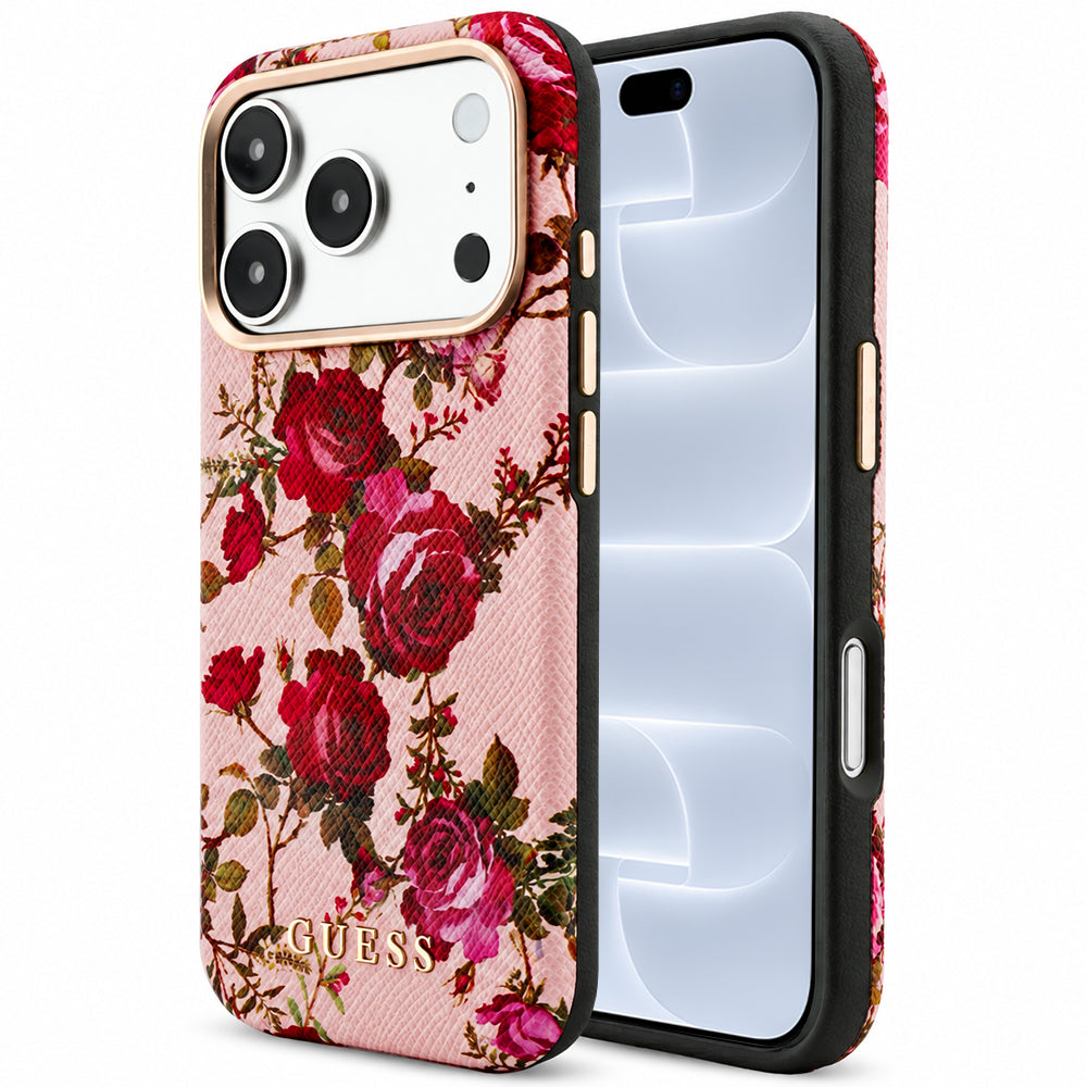 Capa MagSafe para Apple iPhone 18 Pro / 17 Pro, Guess, Blossom Roses Print, Rosa