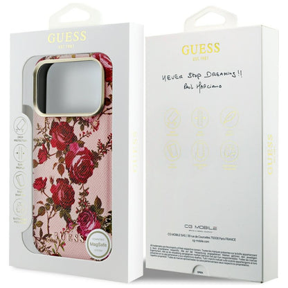 Capa MagSafe para Apple iPhone 18 Pro / 17 Pro, Guess, Blossom Roses Print, Rosa
