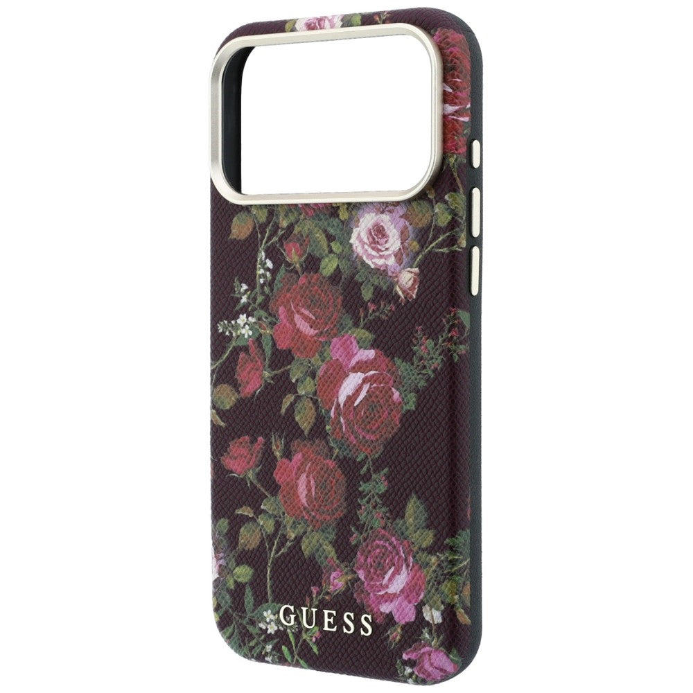 MagSafe Case for Apple iPhone 18 Pro / 17 Pro, Guess, Blossom Roses Print, Burgundy