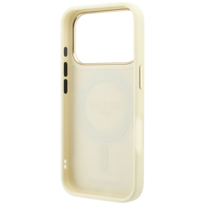 Capa MagSafe para Apple iPhone 18 Pro / 17 Pro, Guess, Grained Ring Stand 360 Classic, Bege