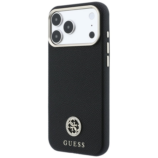 Capa MagSafe para Apple iPhone 18 Pro / 17 Pro, Guess, Logo Redondo com Strass Granulado, Preta