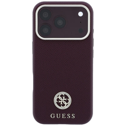 Capa MagSafe para Apple iPhone 18 Pro / 17 Pro, Guess, Logo Redondo com Strass Granulado, Vinho