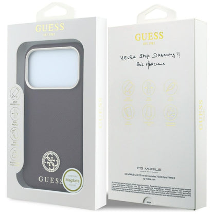 Capa MagSafe para Apple iPhone 18 Pro / 17 Pro, Guess, Logo Redondo com Strass Granulado, Vinho