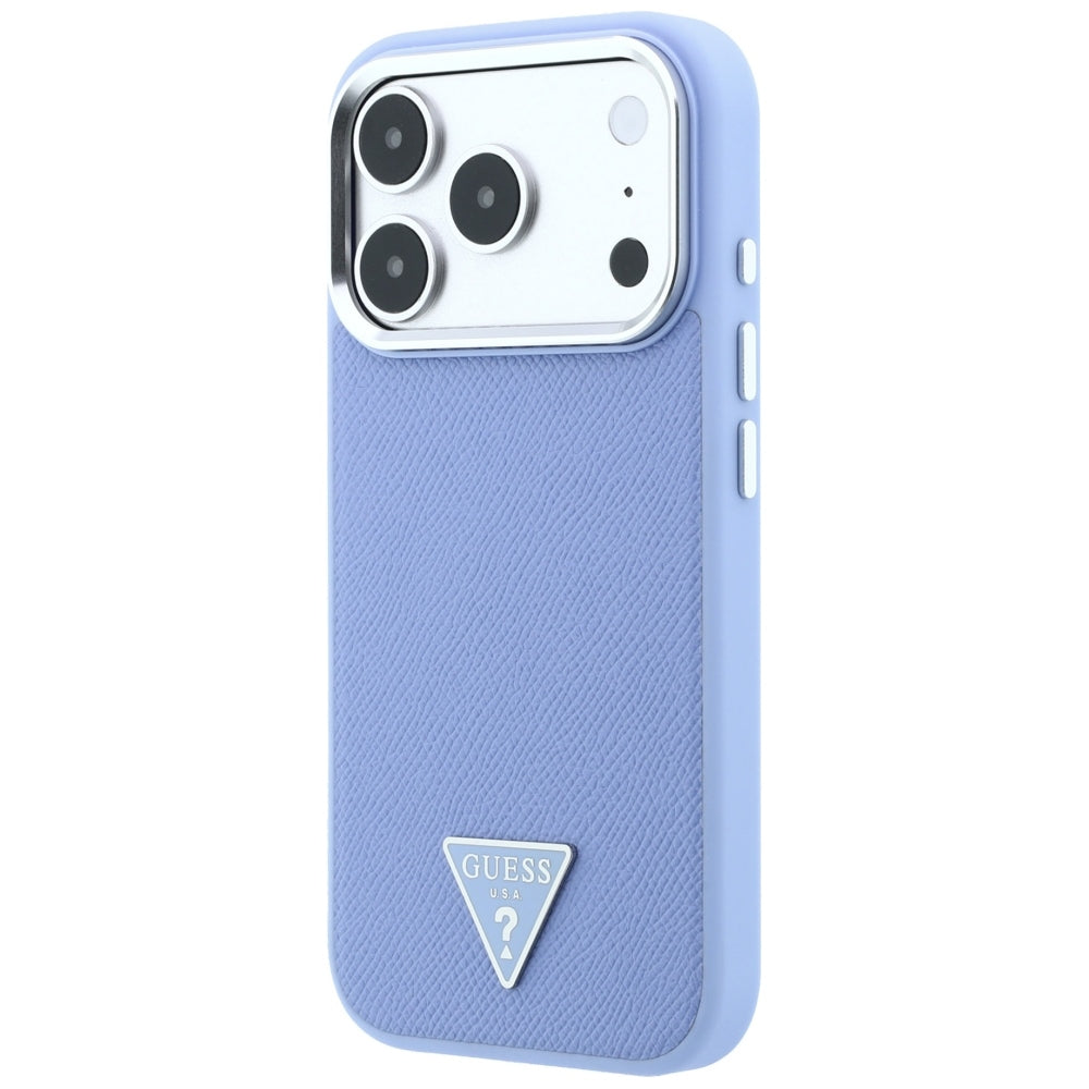 Capa MagSafe para Apple iPhone 18 Pro / 17 Pro, Guess, Logótipo Triângulo Granulado, Azul