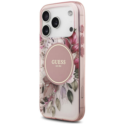 Capa MagSafe para Apple iPhone 18 Pro / 17 Pro, Guess, IML Flower & Tonal Circle, Rosa
