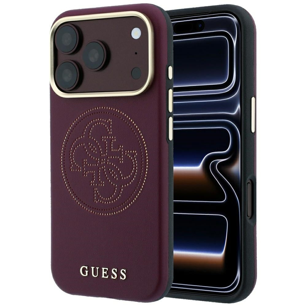 Capa MagSafe para Apple iPhone 18 Pro / 17 Pro, Guess, Perfurada 4G, Vinho