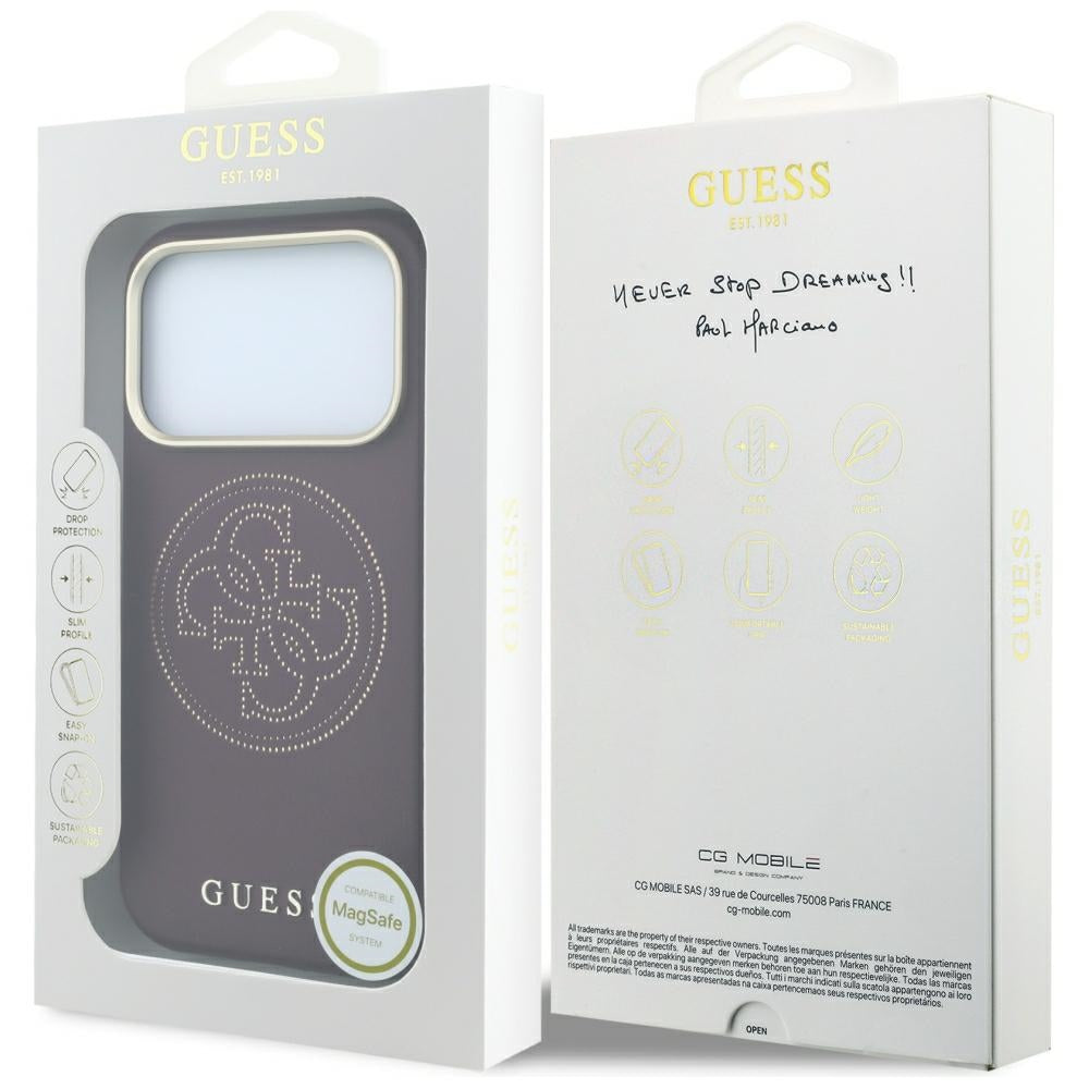 Capa MagSafe para Apple iPhone 18 Pro / 17 Pro, Guess, Perfurada 4G, Vinho