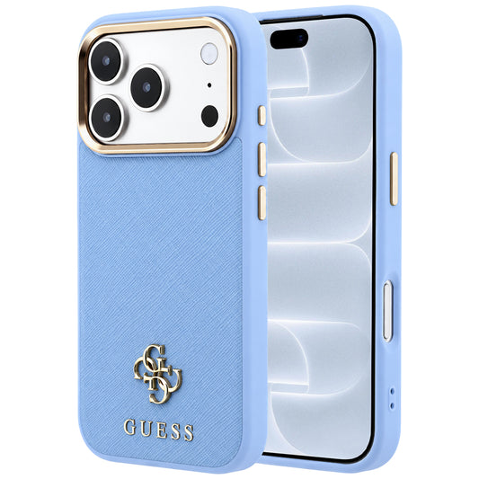 Capa MagSafe para Apple iPhone 18 Pro / 17 Pro, Guess, Saffiano Small 4G Classic, Azul
