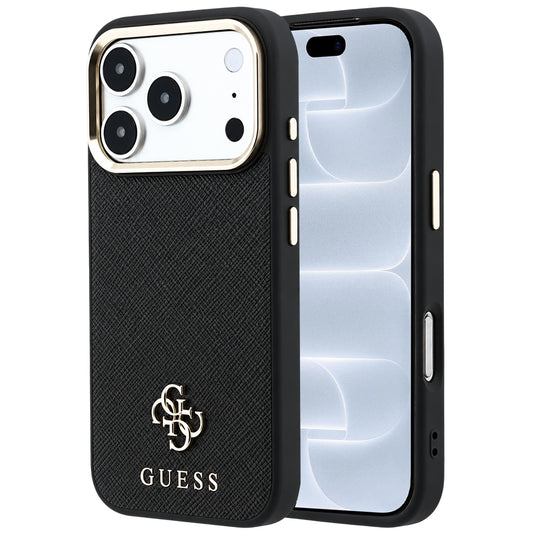 Capa MagSafe para Apple iPhone 18 Pro / 17 Pro, Guess, Saffiano Small 4G Classic, Preta