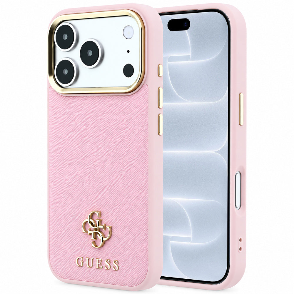 Capa MagSafe para Apple iPhone 18 Pro / 17 Pro, Guess, Saffiano Small 4G Classic, Rosa