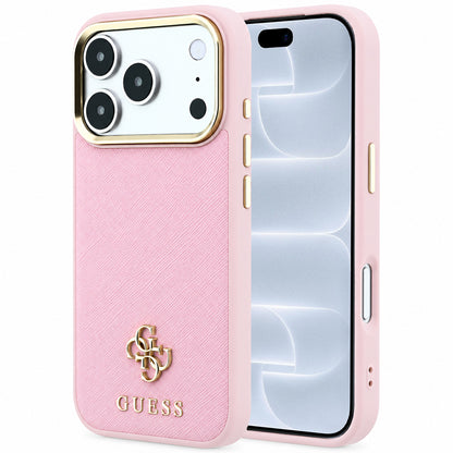 Capa MagSafe para Apple iPhone 18 Pro / 17 Pro, Guess, Saffiano Small 4G Classic, Rosa