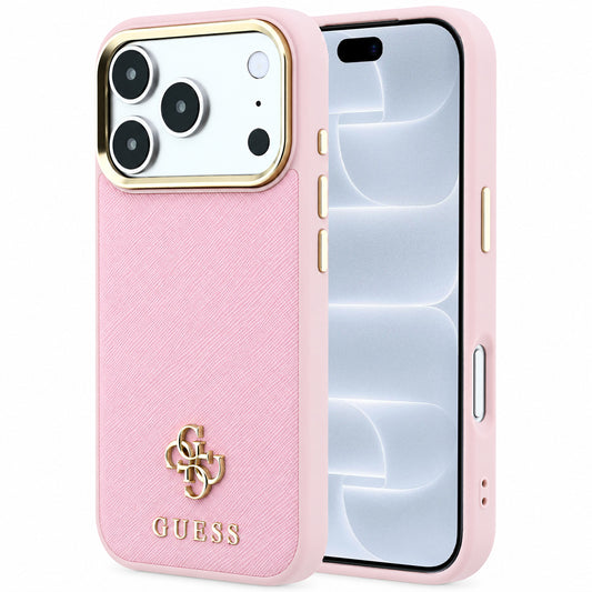 Capa MagSafe para Apple iPhone 18 Pro / 17 Pro, Guess, Saffiano Small 4G Classic, Rosa