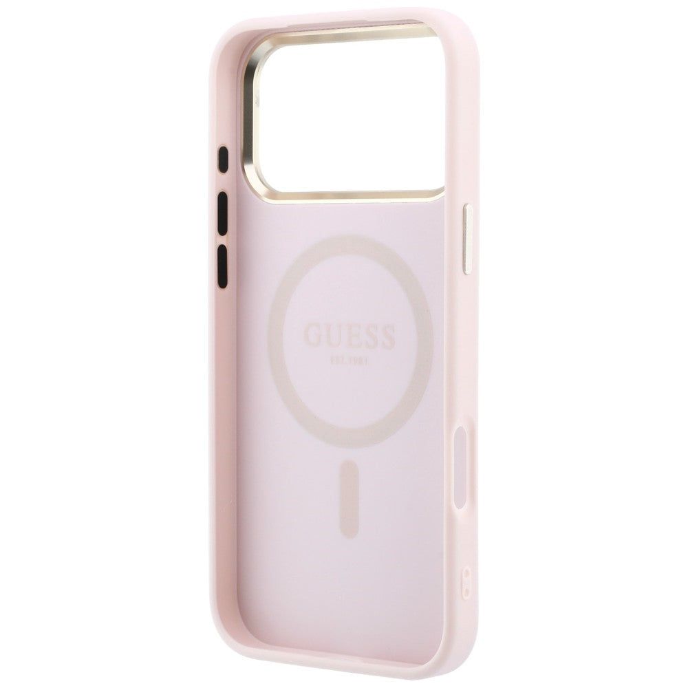 Capa MagSafe para Apple iPhone 18 Pro / 17 Pro, Guess, Saffiano Small 4G Classic, Rosa