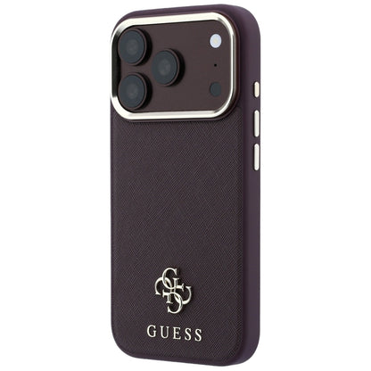 Capa MagSafe para Apple iPhone 18 Pro / 17 Pro, Guess, Saffiano Small 4G Classic, Vinho