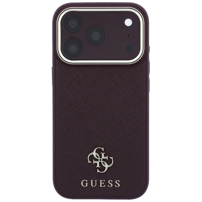 Capa MagSafe para Apple iPhone 18 Pro / 17 Pro, Guess, Saffiano Small 4G Classic, Vinho