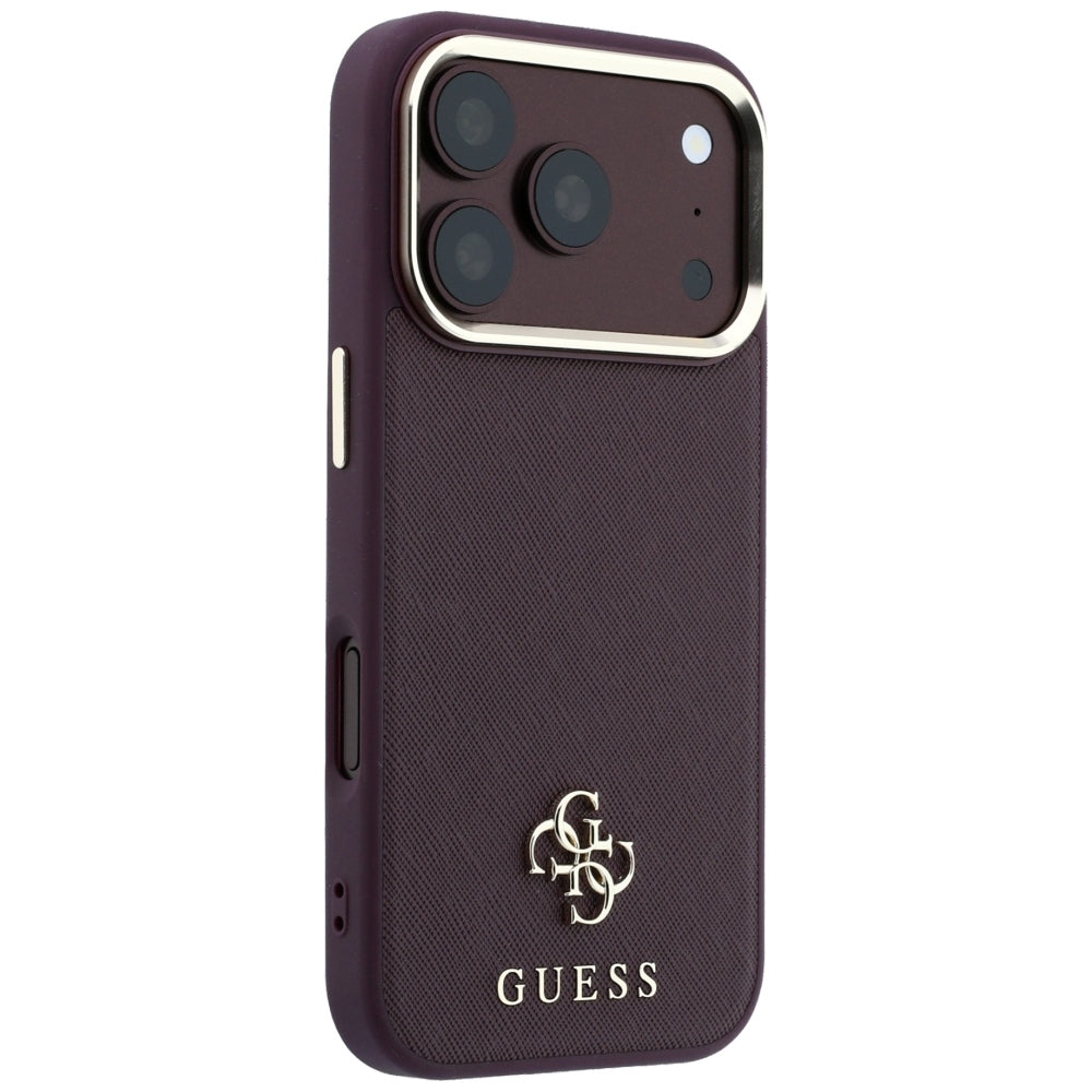 Capa MagSafe para Apple iPhone 18 Pro / 17 Pro, Guess, Saffiano Small 4G Classic, Vinho