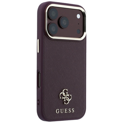 Capa MagSafe para Apple iPhone 18 Pro / 17 Pro, Guess, Saffiano Small 4G Classic, Vinho