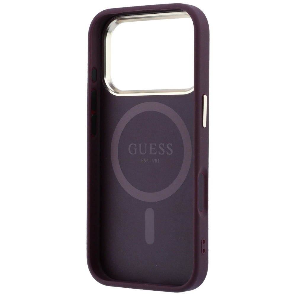 Capa MagSafe para Apple iPhone 18 Pro / 17 Pro, Guess, Saffiano Small 4G Classic, Vinho