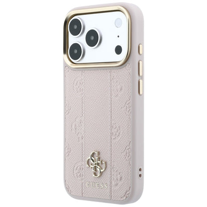 Capa MagSafe para Apple iPhone 18 Pro / 17 Pro, Guess, Stripe Peony 4G, Rosa
