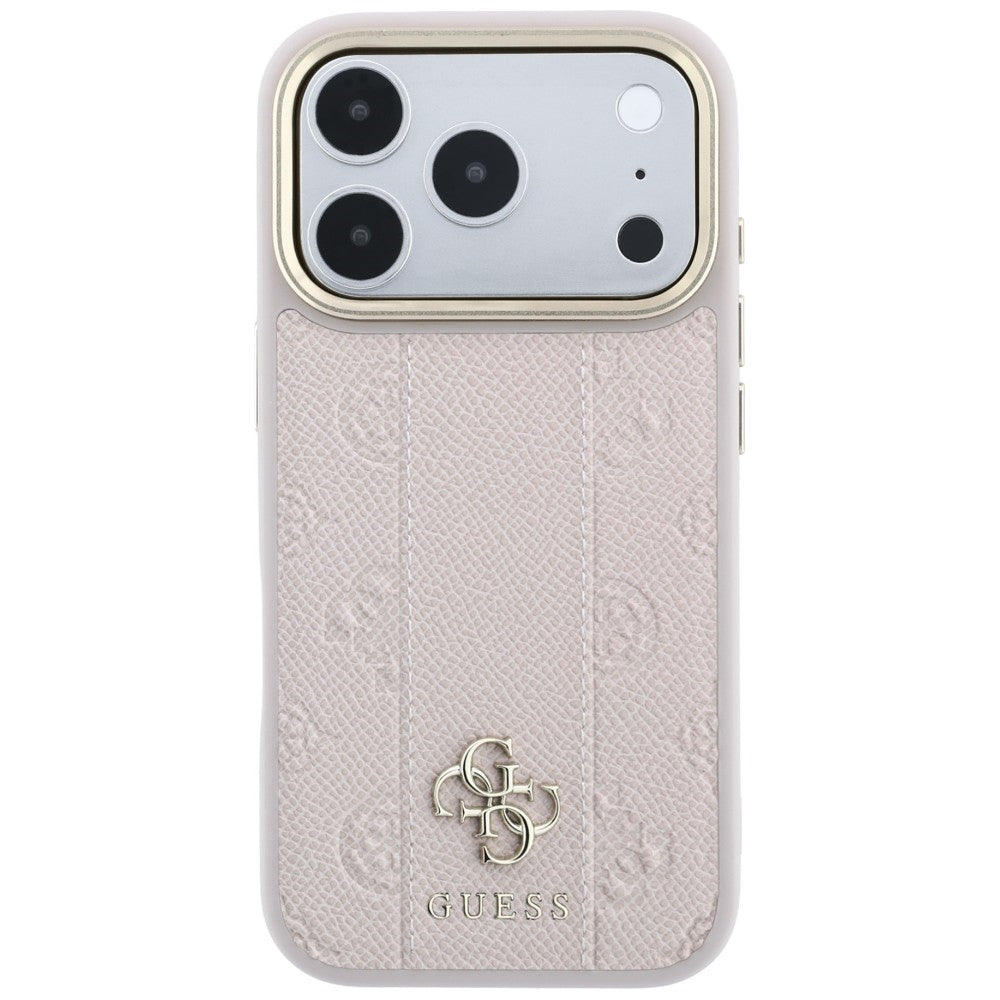 Capa MagSafe para Apple iPhone 18 Pro / 17 Pro, Guess, Stripe Peony 4G, Rosa