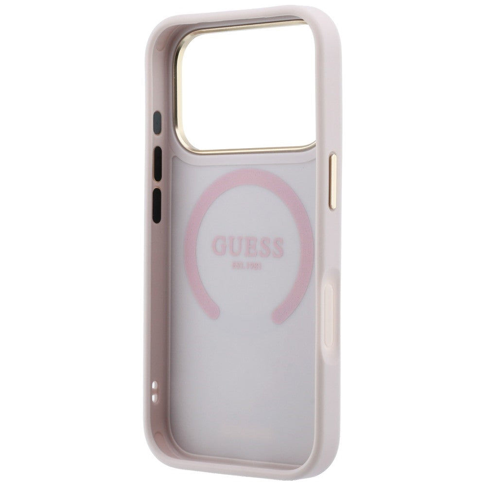 Capa MagSafe para Apple iPhone 18 Pro / 17 Pro, Guess, Stripe Peony 4G, Rosa