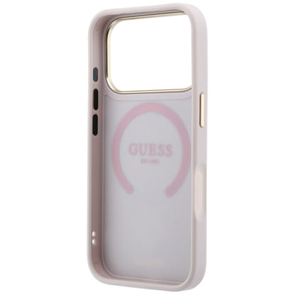Capa MagSafe para Apple iPhone 18 Pro / 17 Pro, Guess, Stripe Peony 4G, Rosa
