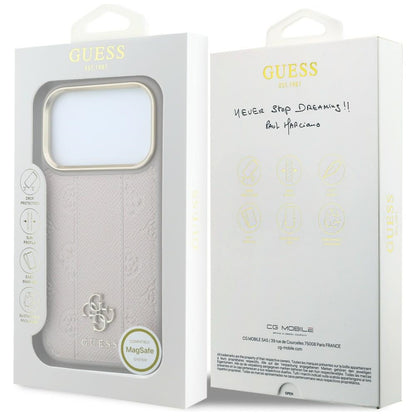 Capa MagSafe para Apple iPhone 18 Pro / 17 Pro, Guess, Stripe Peony 4G, Rosa