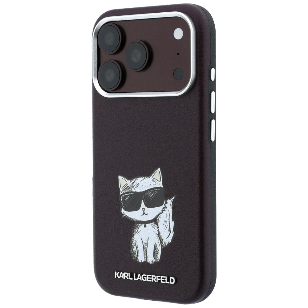 Capa MagSafe para Apple iPhone 18 Pro / 17 Pro, Karl Lagerfeld, Choupette Sketch, Vinho