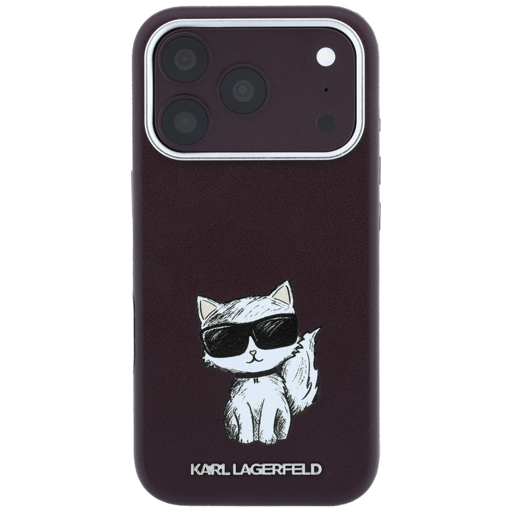Capa MagSafe para Apple iPhone 18 Pro / 17 Pro, Karl Lagerfeld, Choupette Sketch, Vinho